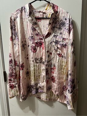 Victoria's Secret Pink Floral Satin Button-Up Top